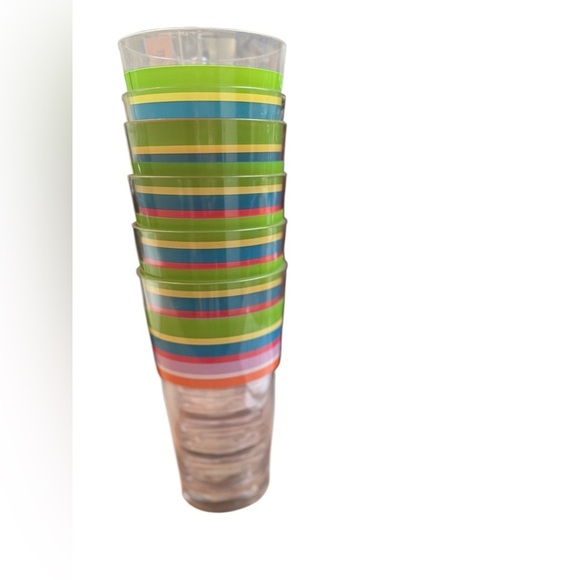 ♥️ACRYLIC Poolside 6 Tumblers Glasses Picnic Unbreakable Striped Color Summer - Picture 3 of 10